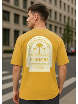 Nobero - Men Oversized Graphic Printed T-Shirt Yellow