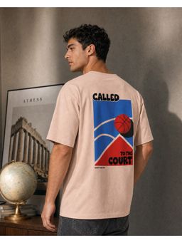 Nobero - Men Oversized Graphic Back Print T-Shirt Pink