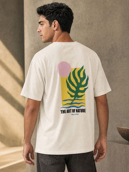 Nobero - Men Premium Oversized Cotton T-Shirt Off White