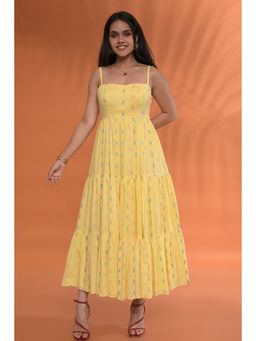 Tanoti - Leher Long Tiered Yellow Dress