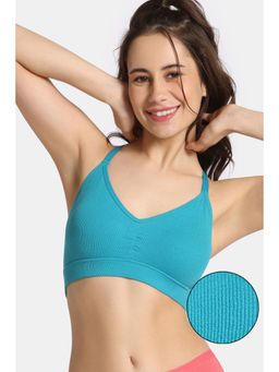 Zivame - Rosaline Double Layered Non Wired Medium Coverage Bralette - Tahitian Teal