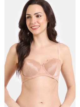 Zivame - Shimmer Wave Padded Wired 3/4Th Coverage Lace Bra - Skin