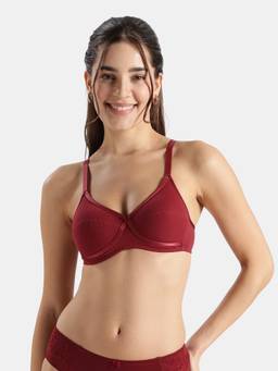 Jockey - 1242 Wirefree Non Padded Super Combed Cotton Elastane Everyday Bra-Pomegranate
