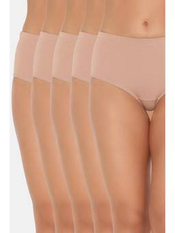 Zivame - Roebuck Beige Medium Rise Full Coverage Hipster Panties (Pack of 5)