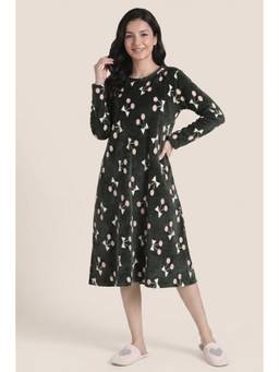 Zivame - Velour Knit Poly Nightdress - Dark Green