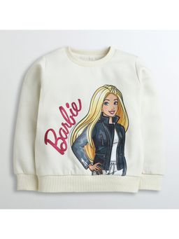TINY GIRL - Barbie Cotton Mattel Featuring Full Sleeves Character Printed Sweatshirt
