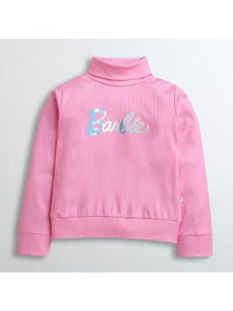 TINY GIRL - Barbie Full Sleeves Typography Pink Sweatshirt