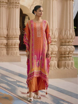 Autumnlane - Aster Multi-Color Sequined Beads Work Kaftan with Pant