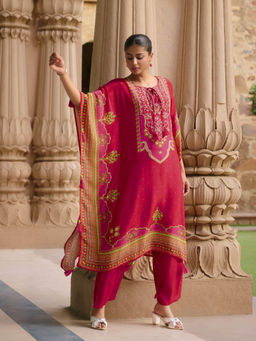 Autumnlane - Aster Rouge Red Printed Kaftan with Pant