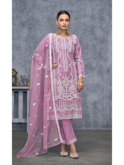 Autumnlane - Mayuri Pink Heavy Embroidered Kurta with Pant and Dupatta