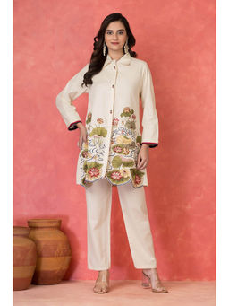 Autumnlane - Sabhya Shell Off White Floral Embroidery Co-Ord Set