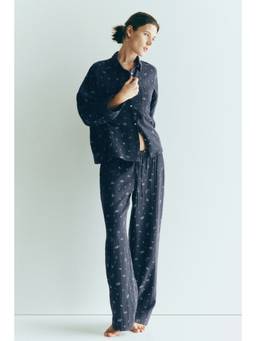 H&M - Women Blue Cotton muslin pyjamas and Shirt