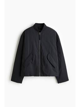 H&M - Men Black Loose Fit Nylon Bomber Jacket