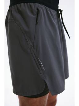 H&M - Men Grey Double-Layered Sports Shorts With Drymove