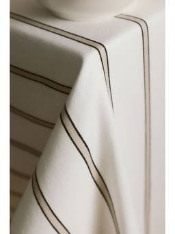 H&M - White Striped cotton sateen tablecloth