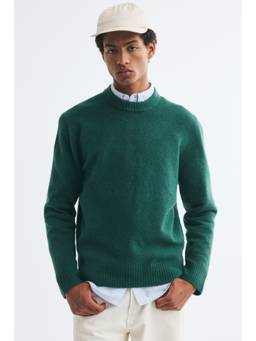 H&M - Men Green Regular Fit Brushed Jumper