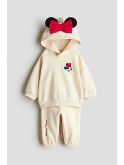 H&M - Girls Beige 2-Piece Motif-Detail Sweatshirt Set