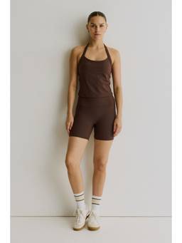 H&M - Women Brown Halter Neck Sports Vest Top With Softmove