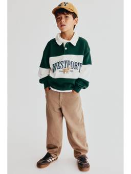 H&M - Boys Green Print-Motif Rugby Sweatshirt