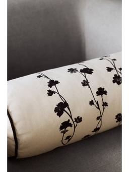 H&M - Off White Printed Canvas Bolster