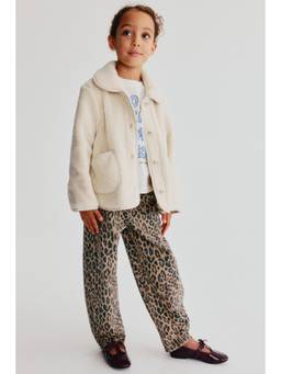 H&M - Girls White Collared Teddy Jacket