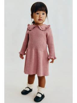 H&M - Girls Pink Cotton-Knit Dress