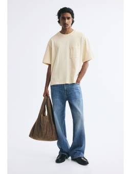 H&M - Men Beige Relaxed Fit Cotton T-Shirt