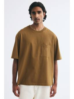 H&M - Men Khaki Relaxed Fit Cotton T-Shirt