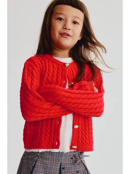 H&M - Girls Red Cable-Knit Cardigan