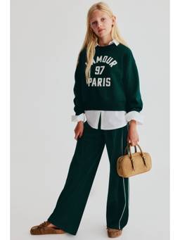 H&M - Girls Green Crease-Front Straight-Leg Trouser