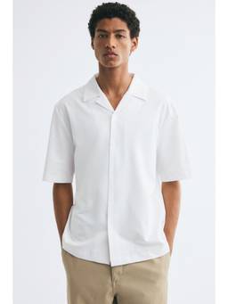 H&M - Men White Regular Fit Jersey Resort Shirt