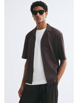 H&M - Men Brown Regular Fit Jersey Resort Shirt