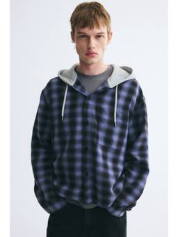 H&M - Men Blue Hooded Overshirt