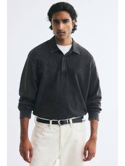H&M - Men Black Relaxed Fit Cotton Polo Shirt