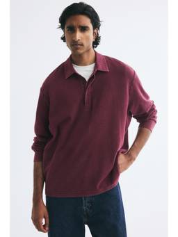H&M - Men Purple Relaxed Fit Cotton Polo Shirt