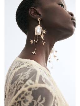 H&M - Women Gold Flower-Detail Pendant Earrings