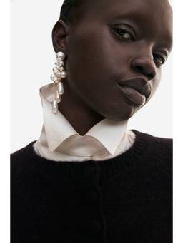 H&M - Women Gold Beaded Dangle Earrings