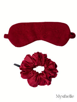 Mysthelle - Red Lace Scrunchie and Eyemask (Set Of 2)