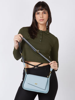 Globus - Women Blue Textured Vegan Leather Handheld Bag