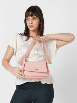 Globus - Women Pink Textured Vegan Leather Handheld Bag