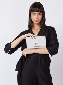 Globus - Women Grey Textured Vegan Leather Pouch Sling Bag