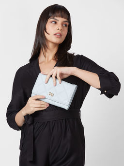 Globus - Women Blue Textured Vegan Leather Pouch Sling Bag