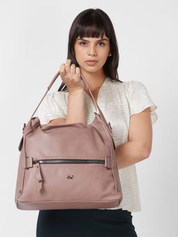 Globus - Women Taupe Solid Vegan Leather Hobo Bag