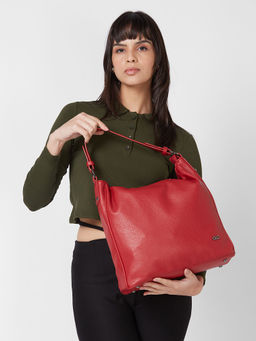 Globus - Women Red Textured Vegan Leather Hobo Bag