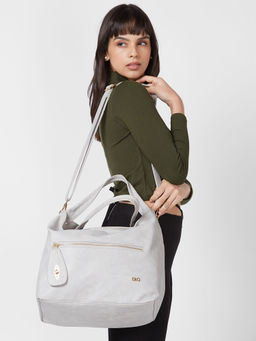 Globus - Women Grey Textured Vegan Leather Hobo Bag