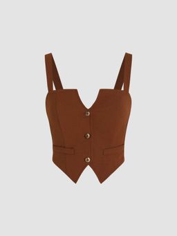 Cider - Solid V-wire Button Up Tank Top