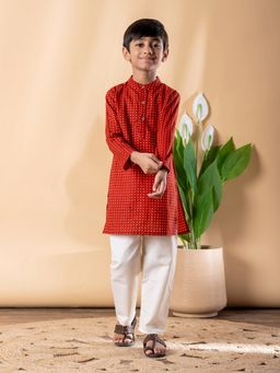 Readiprint - Boys Cotton Fabric Maroon Color Kurta with Pyjama