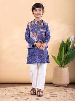 Readiprint - Boys Cotton Fabric Purple Color Kurta with Pyjama and Nehru Jacket