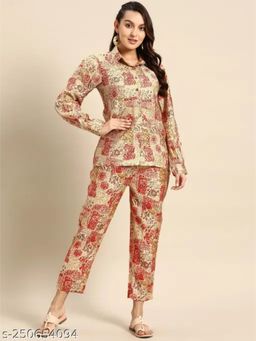 Errabelly - Cream and Red Chanderi Silk Co-Ord (Set of 2)