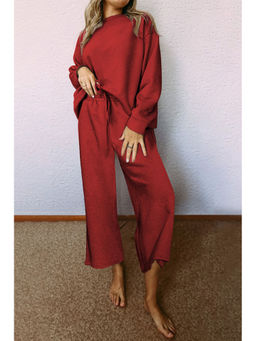 Errabelly - Red Dahlia Ultra Loose Textured Slouchy Outfit T-shirt and Pant (Set of 2)